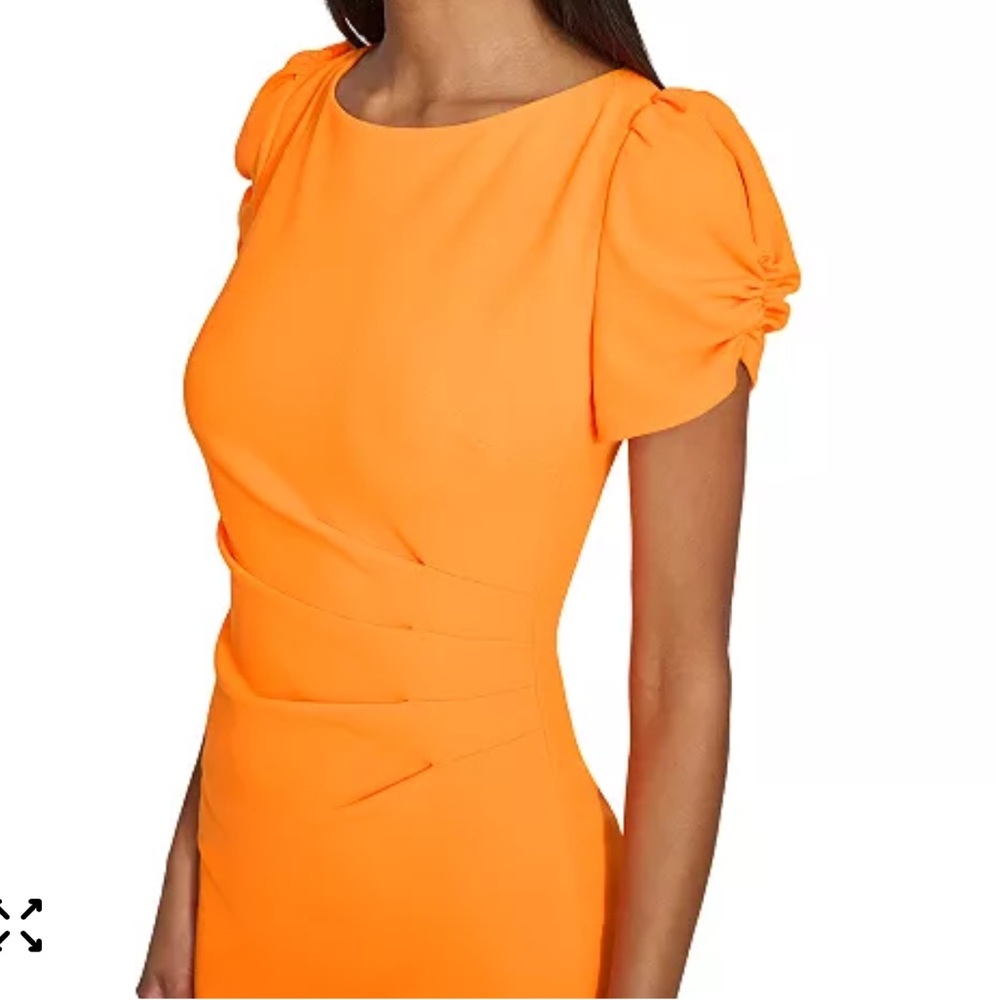 KARL LAGERFELD PARIS Puff-Sleeve Dress. Orange. Size 14. NWT. - Picture 4 of 4
